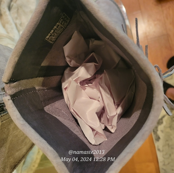 UGG Mammoth Moccasin Womens Gray Water Resistant Suede Tall Fringe Boots #761 - Picture 13 of 15